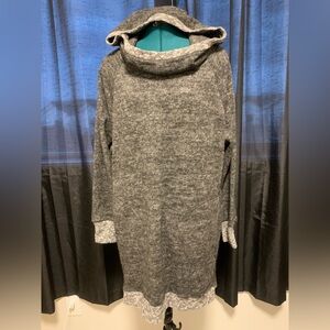 Cozy Charcoal Women's Cowl Neck Sweater Dress